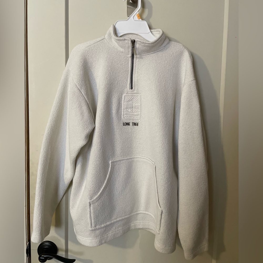 Lone Tree White Quarter-Zip terry cloth Pullover